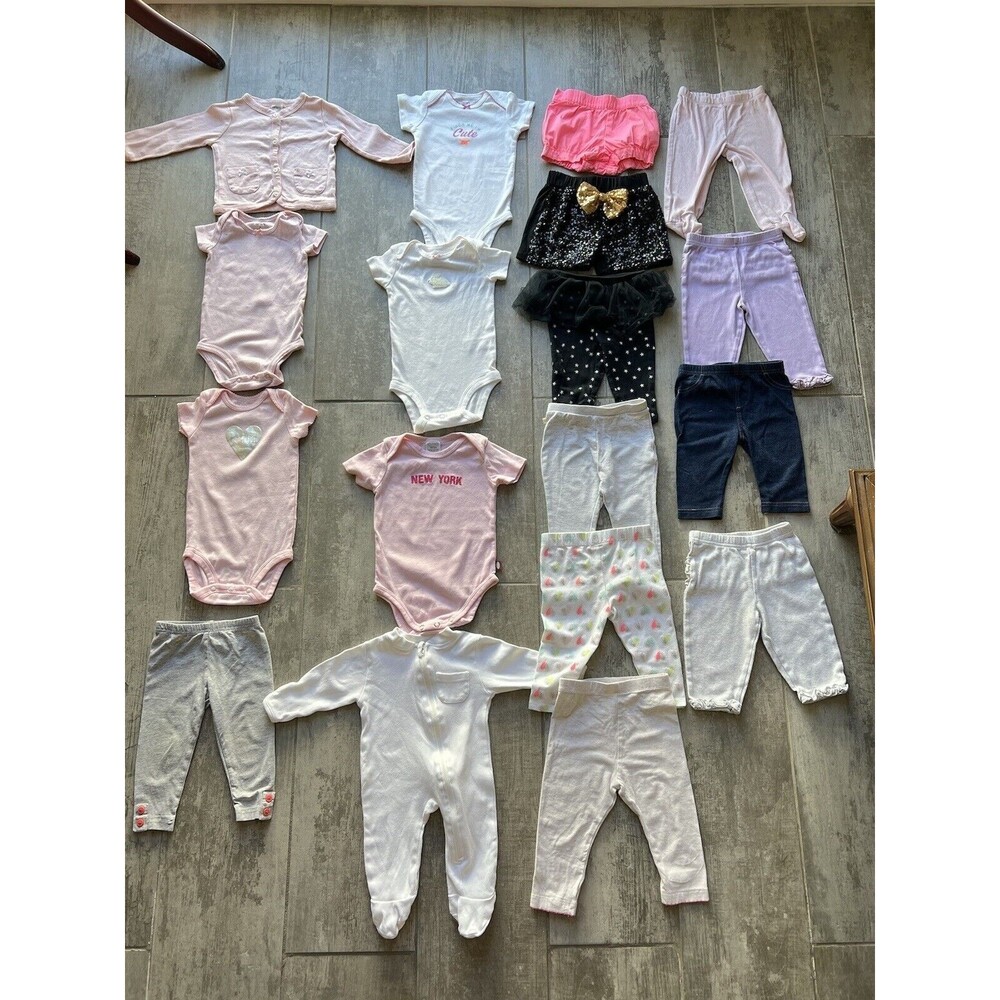 Huge Lot Baby Girl Set of 18 Piece Outfit Mix & Match Wardrobe 6m 6 months EUC